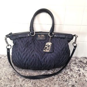 Coach Madison Chevron Sophia 70th Anniversary Navy Quilted Nylon & Leather 18637